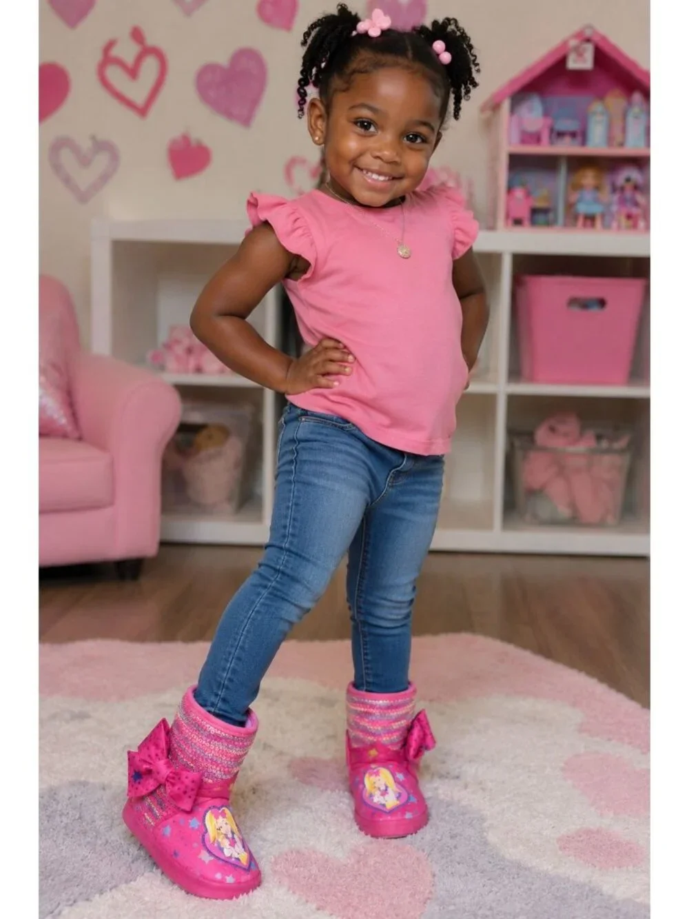 JoJo Siwa Toddler Size 7/8 Slippers Bootie Bow Sequins Jojo BowBow Artwork